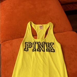 Vintage VS PINK highlighter Neon Yellow racer back gym Tank Top y2k